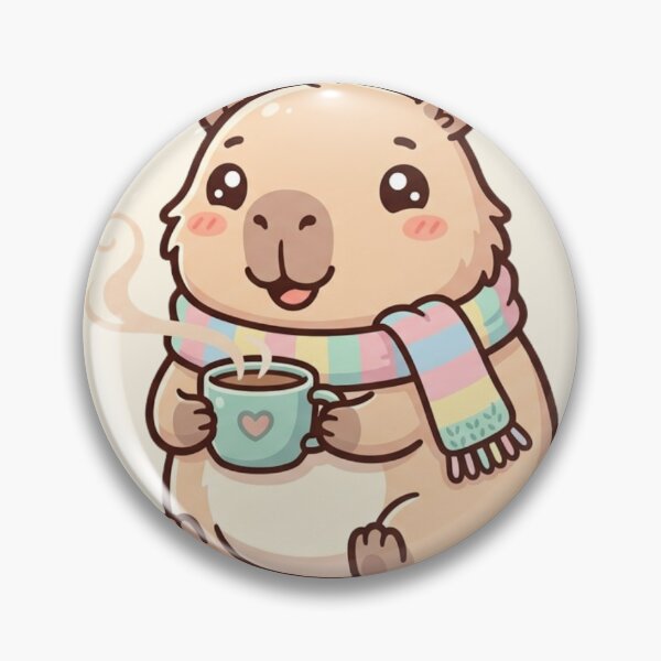 Item preview, Cute Cozy Capybara Drinking Hot Coffee | Kawaii Winter Animal | Pastel Aesthetic Cartoon Sticker designed and sold by ethnicdigital.