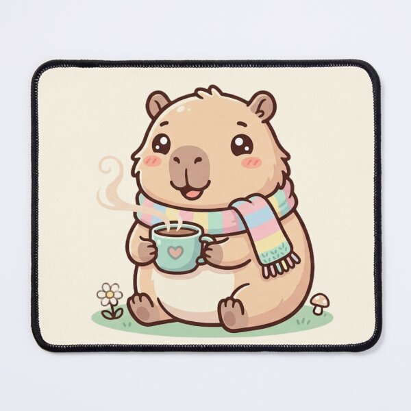 Item preview, Cute Cozy Capybara Drinking Hot Coffee | Kawaii Winter Animal | Pastel Aesthetic Cartoon Sticker designed and sold by ethnicdigital.