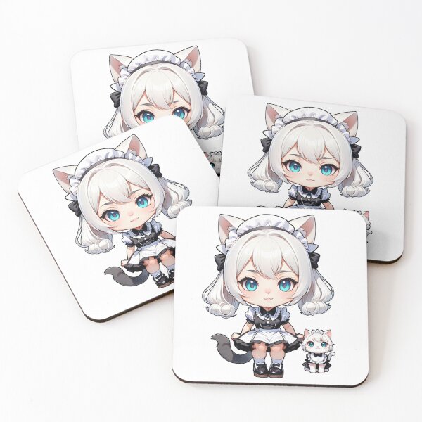 Item preview, Adorable Snow Cat Maid – Magical Kawaii Anime Girl designed and sold by bella-rosa87.