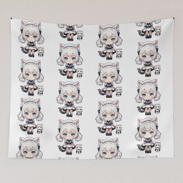 Item preview, Adorable Snow Cat Maid – Magical Kawaii Anime Girl designed and sold by bella-rosa87.