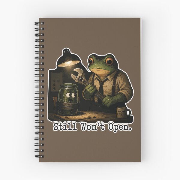 Item preview, Still Won't Open Frog Sticker – Funny Pickle Jar Crime Scene Cartoon designed and sold by SimplePoDesign.