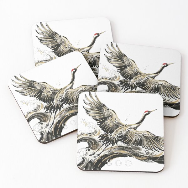 Item preview, Golden Crane Ascent: Zen Peace & Longevity Art designed and sold by SOOstudio73.
