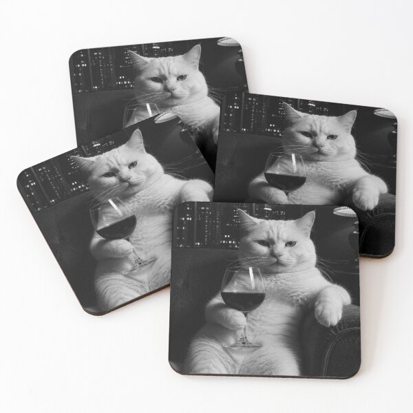 Item preview, Mafia Boss Cat with Wine Glass – Funny Noir City Portrait designed and sold by thesnakeater.