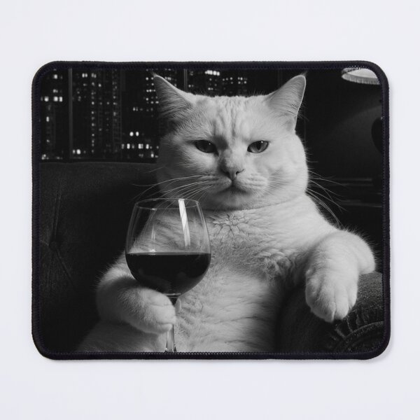 Item preview, Mafia Boss Cat with Wine Glass – Funny Noir City Portrait designed and sold by thesnakeater.