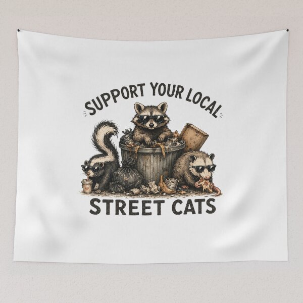 Item preview, Support Your Local Street Cats Raccoon Opossum Skunk Shirt | Funny Trash Panda Meme designed and sold by Doodle ⭐⭐⭐⭐⭐.