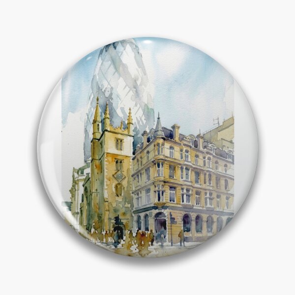 Item preview, The Gherkin London Watercolor Painting designed and sold by caracatita75.