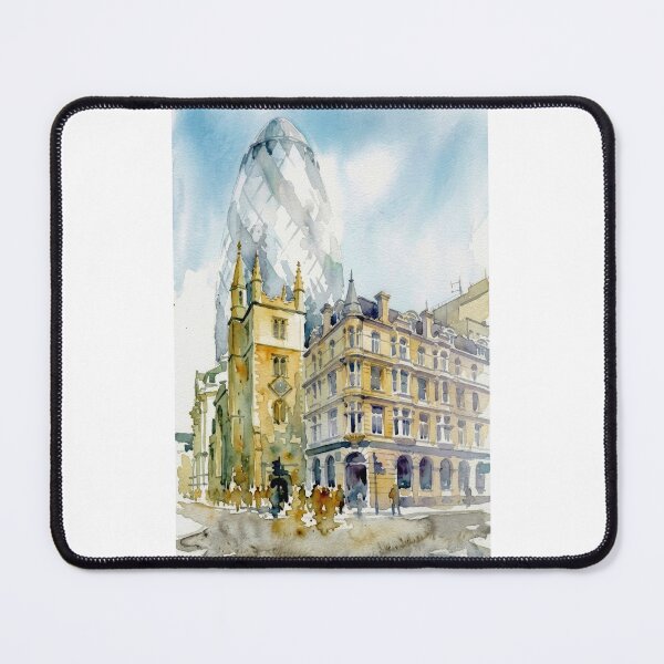 Item preview, The Gherkin London Watercolor Painting designed and sold by caracatita75.