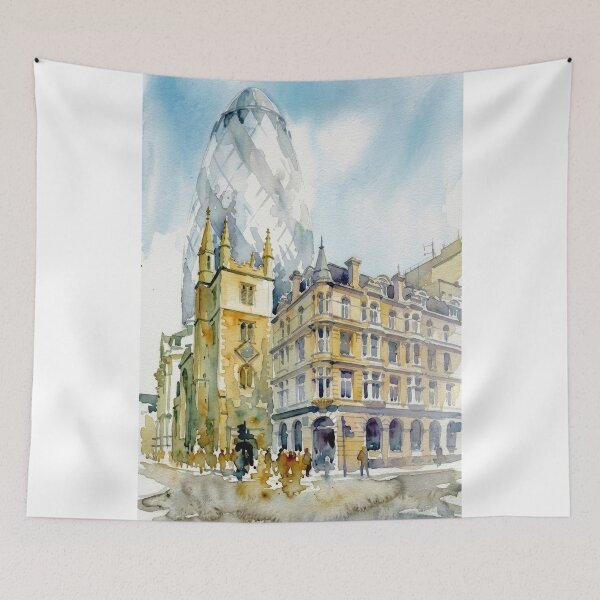 Item preview, The Gherkin London Watercolor Painting designed and sold by caracatita75.