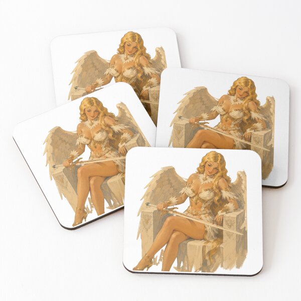 Item preview, Celestial Angel Warrior Pin Up Girl | Original Fantasy Vintage Illustration designed and sold by Cosplayvintage.