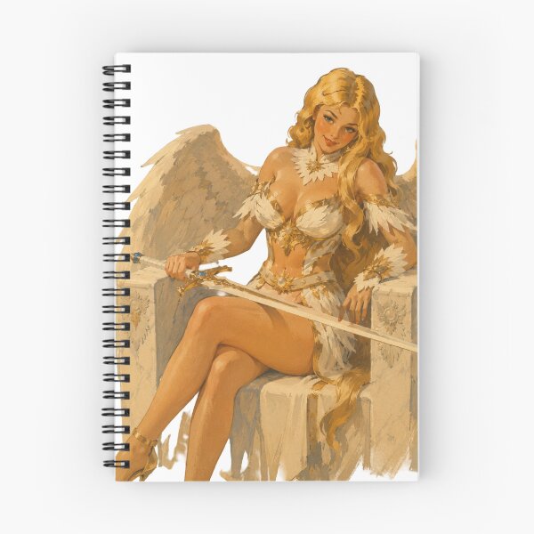 Item preview, Celestial Angel Warrior Pin Up Girl | Original Fantasy Vintage Illustration designed and sold by Cosplayvintage.