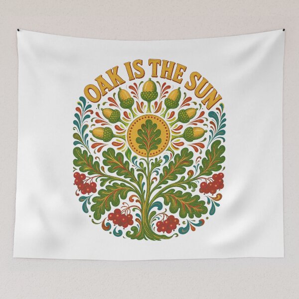 Item preview, Folk Art Oak Tree and Acorns Illustration designed and sold by ML-Media.