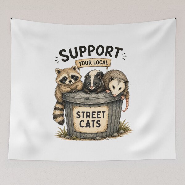 Item preview, Support Your Local Street Cats | Funny Trash Panda & Opossum Meme designed and sold by Doodle ⭐⭐⭐⭐⭐.