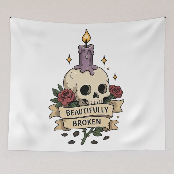 Item preview, Beautifully Broken Skull & Candle | Gothic Floral Dark Aesthetic designed and sold by RidaSalArt.