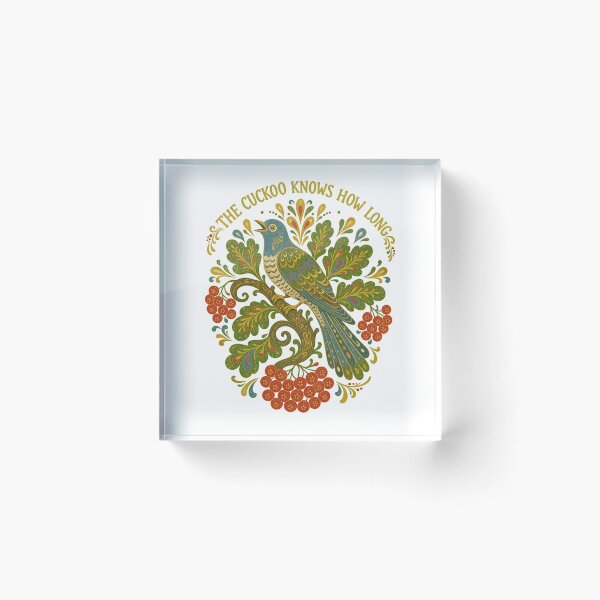 Item preview, Folk Art Cuckoo Bird and Rowan Berries designed and sold by ML-Media.