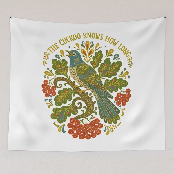 Item preview, Folk Art Cuckoo Bird and Rowan Berries designed and sold by ML-Media.