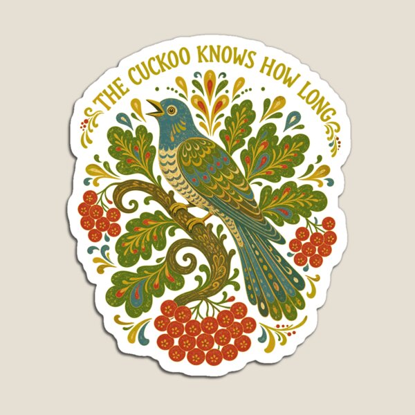 Item preview, Folk Art Cuckoo Bird and Rowan Berries designed and sold by ML-Media.
