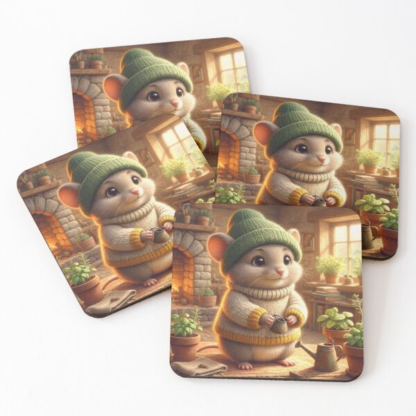 Item preview, Cozy Mouse Indoor Gardening | Woodland Cottagecore Animal | Warm Storybook Illustration designed and sold by vigzhifushions.