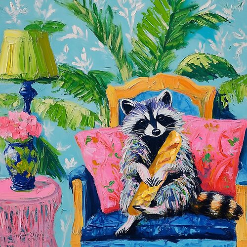 Item preview, Raccoon the baguette thief designed and sold by SophieClimaArt.