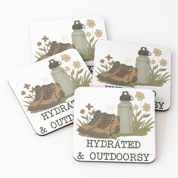 Item preview, Hydrated & Outdoorsy Hiking Boots and Water Bottle designed and sold by wildridgestudio.