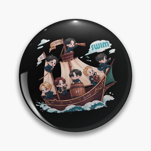 Item preview, BTS Members Chibi Pirates On Arirang Ship Swim Cute K-pop designed and sold by DarrinReilly.