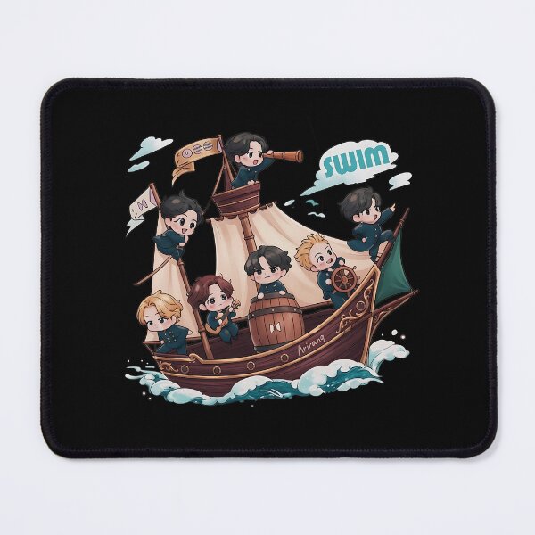 Item preview, BTS Members Chibi Pirates On Arirang Ship Swim Cute K-pop designed and sold by DarrinReilly.