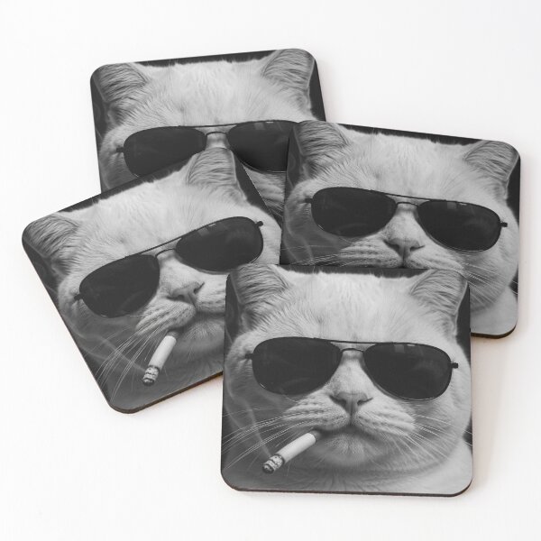 Item preview, Badass Cat – Smoking Sunglasses Noir Portrait designed and sold by thesnakeater.
