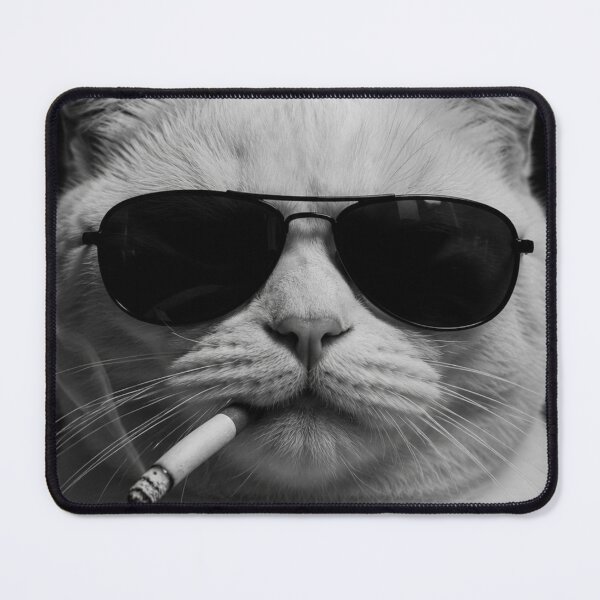 Item preview, Badass Cat – Smoking Sunglasses Noir Portrait designed and sold by thesnakeater.