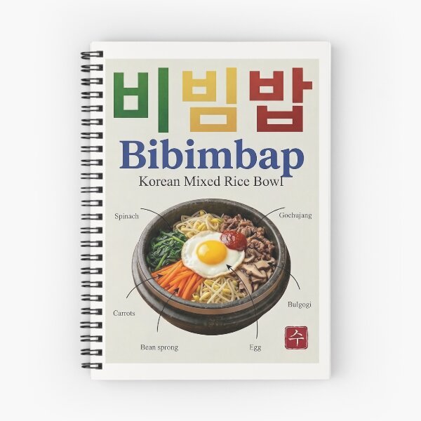 Item preview, Bibimbap (Korean Mixed Rice Bowl) - Minimalist K-Food Hangeul Art Poster designed and sold by SOOstudio73.