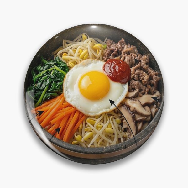 Item preview, Bibimbap (Korean Mixed Rice Bowl) - Minimalist K-Food Hangeul Art Poster designed and sold by SOOstudio73.