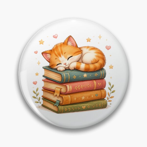 Item preview, Ginger Cat Sleeping on a Stack of Books designed and sold by cat-and-pigeon.