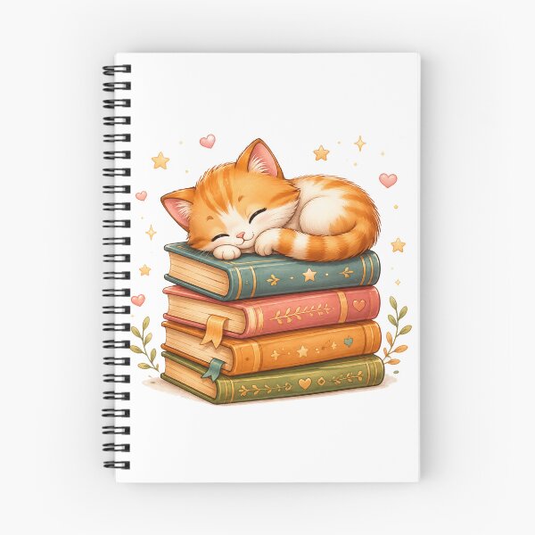 Item preview, Ginger Cat Sleeping on a Stack of Books designed and sold by cat-and-pigeon.