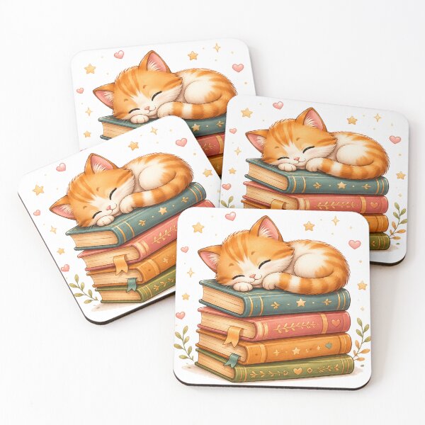 Item preview, Ginger Cat Sleeping on a Stack of Books designed and sold by cat-and-pigeon.