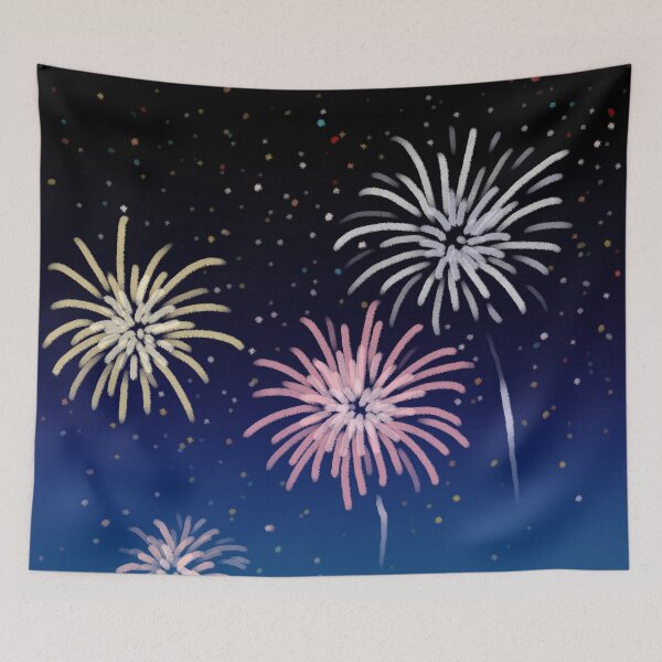 Item preview, Pastel Crayon Fireworks in Night Sky designed and sold by ubborn.