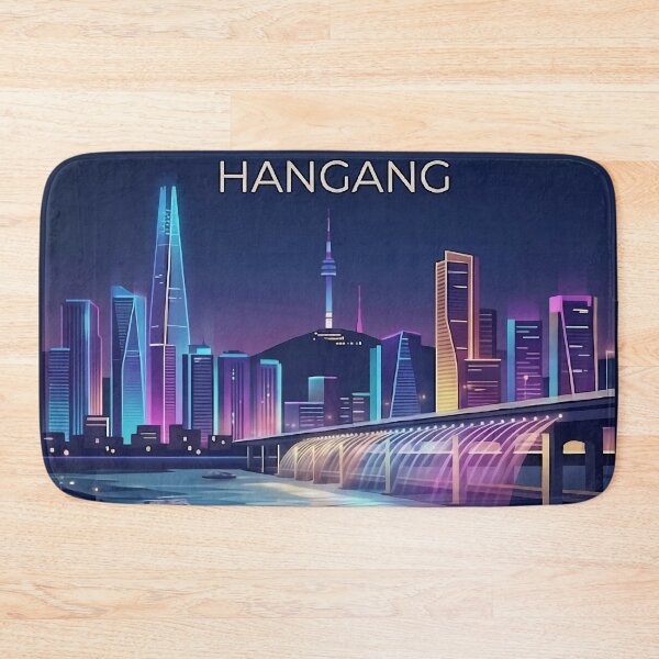 Item preview, ​Hangang River Seoul Night View - Minimalist Korean Cityscape Art Poster designed and sold by SOOstudio73.