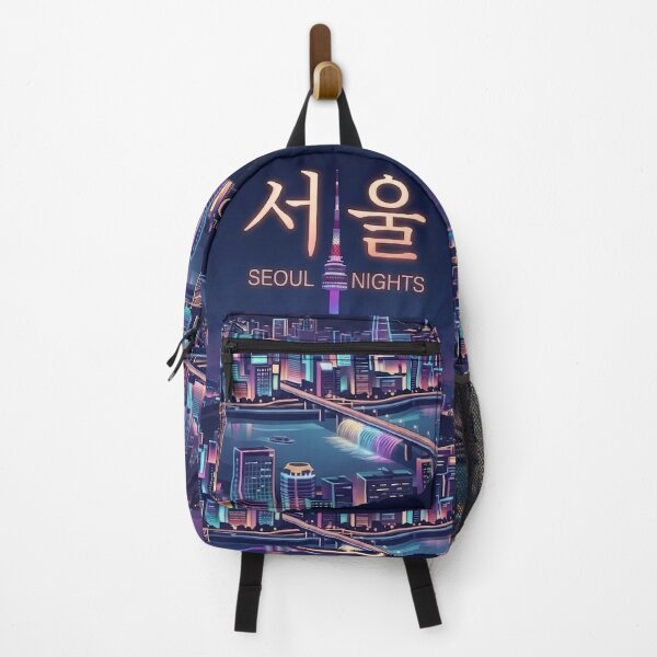 Item preview, Seoul Night Neon Glow Art Print with Tower Skyline by SOO designed and sold by SOOstudio73.