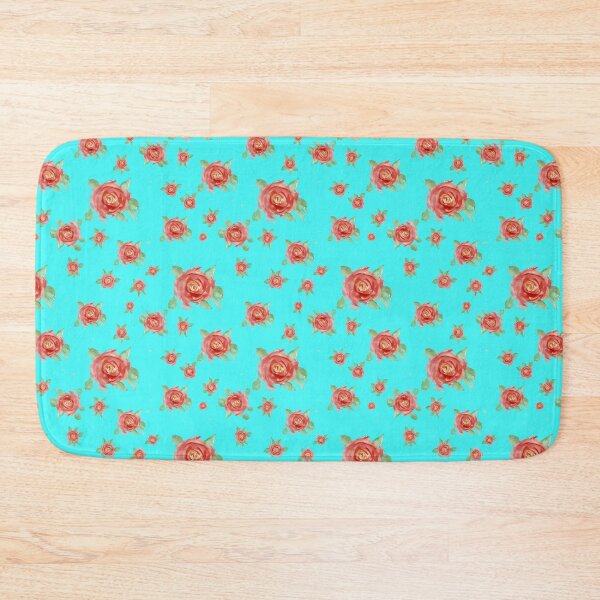 Item preview, Romantic Vintage Red Roses on Turquoise Pattern designed and sold by wissal.studio.