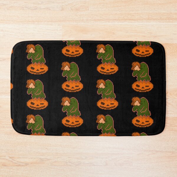 Item preview, Spooky Green Monster Hugging Friend on Pumpkin Pixel Art designed and sold by RetroRlx.