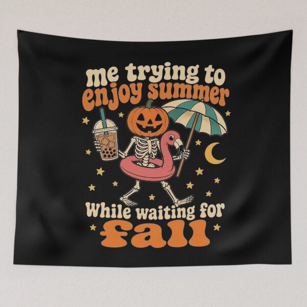 Item preview, Funny Fall Lover Waiting for Autumn Summer Pumpkin Skeleton designed and sold by clothesy7.