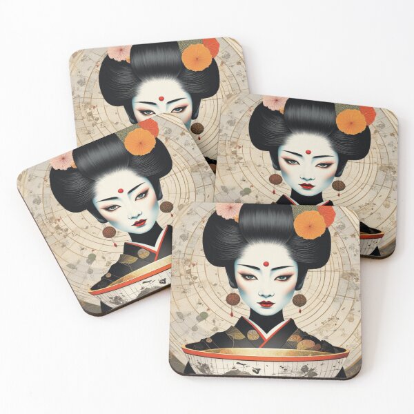 Artikelvorschau, Halloween-Geisha mit Schale, Fantasy-Kunst, asiatische Frau entworfen und verkauft von Coolparrotgirl.