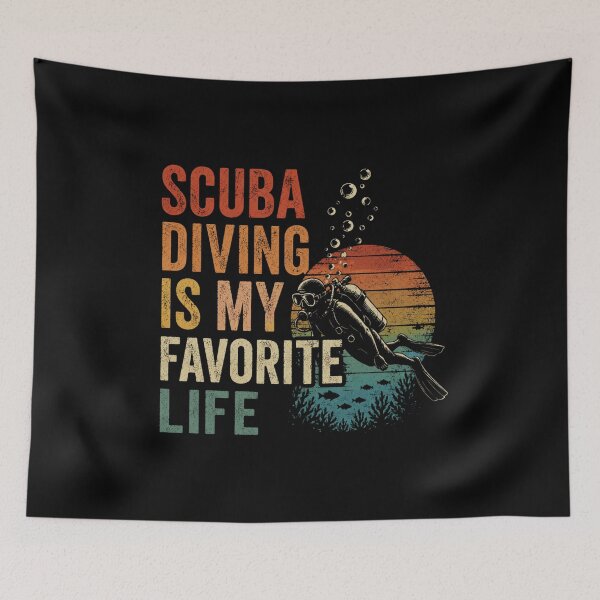 Item preview, Scuba Diving Is My Favorite Life Vintage Retro Sunset Diver Gift for Ocean Lovers and Deep Sea Explorers designed and sold by Doodle ⭐⭐⭐⭐⭐.
