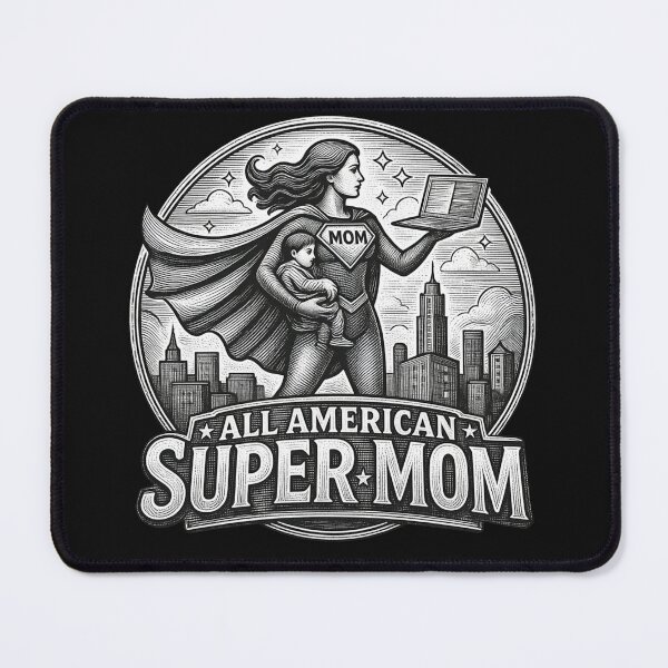 Item preview, All-American Super Mom | Vintage Working Mom illustration Style | Mother's Day Gift designed and sold by Genius Geek.