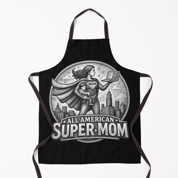 Item preview, All-American Super Mom | Vintage Working Mom illustration Style | Mother's Day Gift designed and sold by Genius Geek.