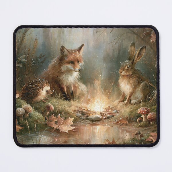Item preview, Woodland Campfire Friends, Cozy Fox, Hare & Hedgehog Forest Illustration designed and sold by Tolchik.