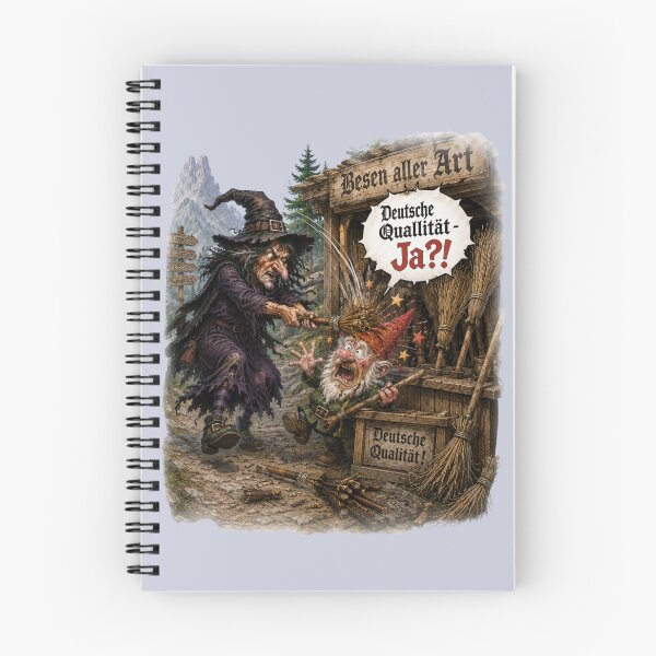 Item preview, Angry Witch vs Gnome Broom Seller – "Deutsche Qualität?!" designed and sold by Alpine-Ink.