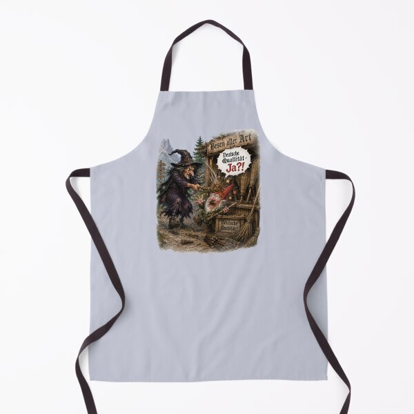Item preview, Angry Witch vs Gnome Broom Seller – "Deutsche Qualität?!" designed and sold by Alpine-Ink.