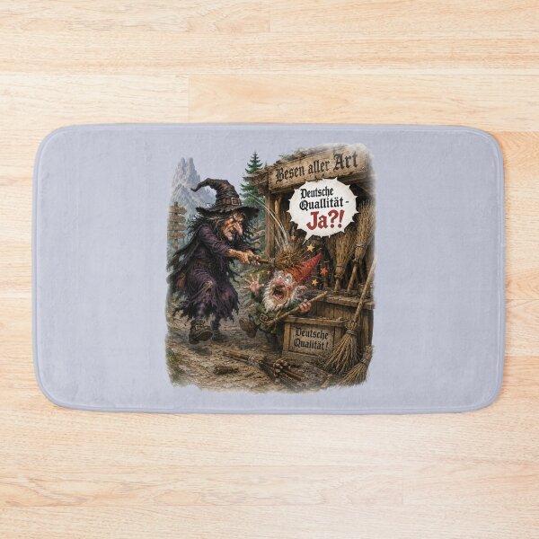 Item preview, Angry Witch vs Gnome Broom Seller – "Deutsche Qualität?!" designed and sold by Alpine-Ink.