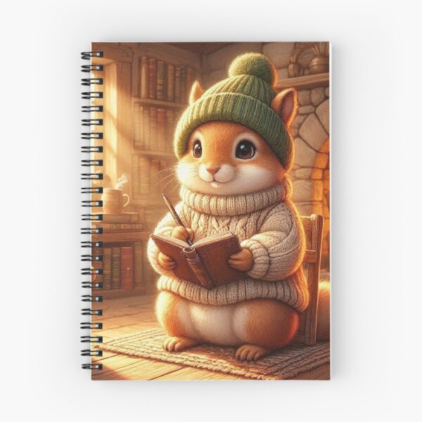 Item preview, Cozy Squirrel Journaling by Fireplace | Woodland Cottagecore Animal | Cute Book Lover Illustration designed and sold by vigzhifushions.