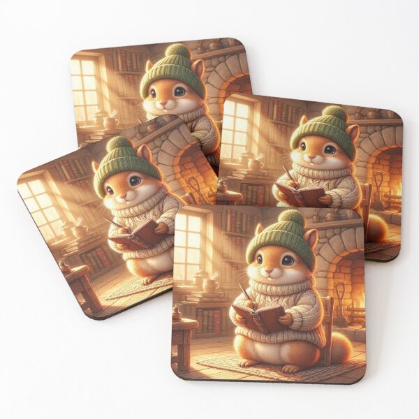 Item preview, Cozy Squirrel Journaling by Fireplace | Woodland Cottagecore Animal | Cute Book Lover Illustration designed and sold by vigzhifushions.