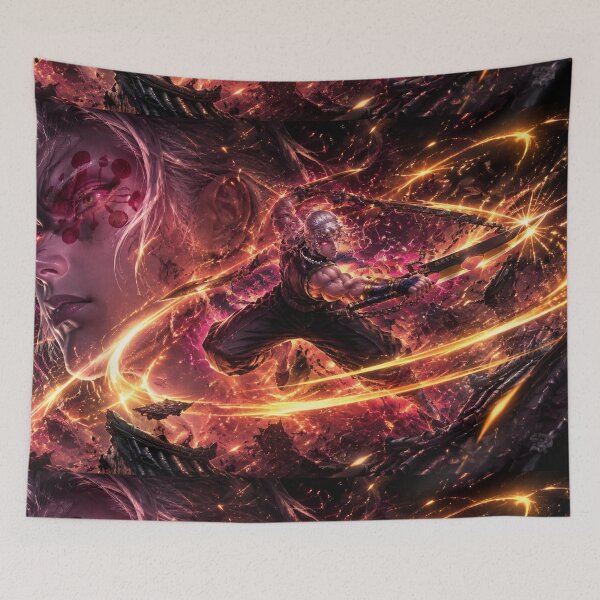 Item preview, Flashy Twin Blade Shinobi Warrior | Fiery Anime Fantasy Digital Art designed and sold by Dyan4.