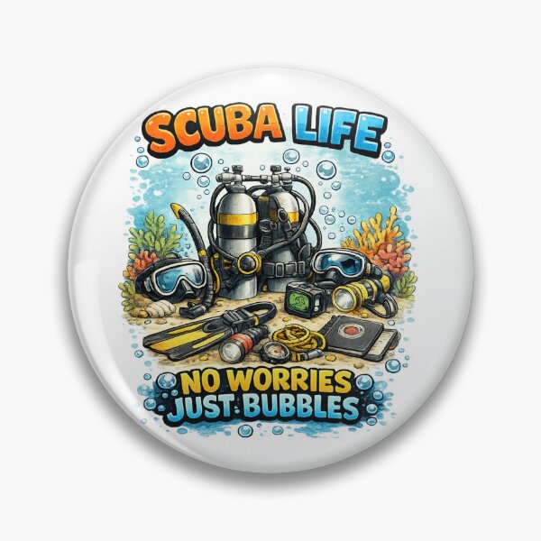 Artikelvorschau, Scuba Life – Keine Sorgen, nur Blasen – Lustige Tauchausrüstung im Retro-Design entworfen und verkauft von Doodle ⭐⭐⭐⭐⭐.